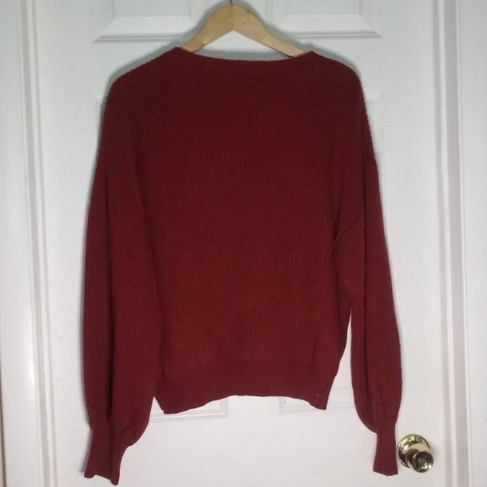 Lush Puff Sleeve Ribbed Sweater In Copper Size L - Picture 6 of 12